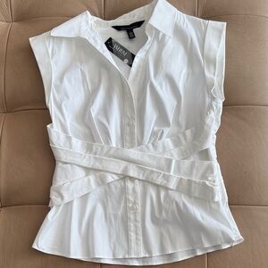 White House Black Market White Wrap Blouse